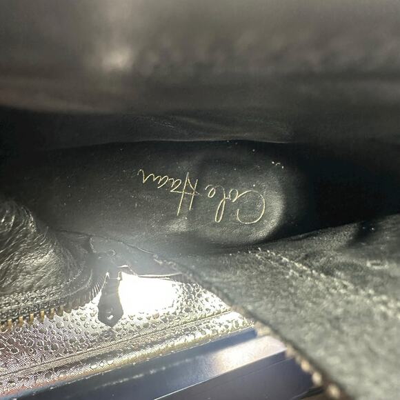 Cole Haan Valerie Black Leather Ankle Boots 9 B Heeled Zip Booties - Picture 9 of 14